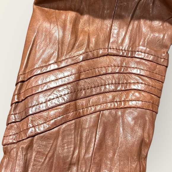 Vintage Bagatelle Brown lightweight leather moto jacket, size 8 - Picture 8 of 12